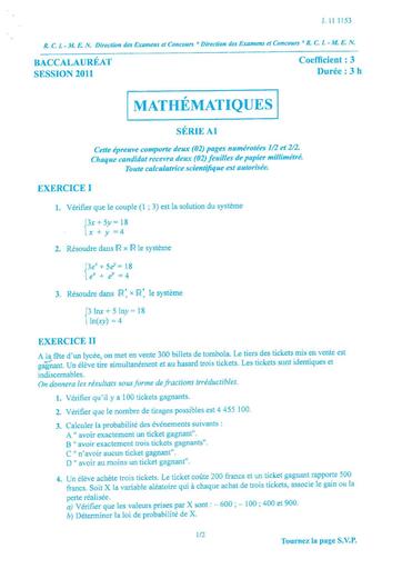 Bac a1 math 2011 by TEHUA
