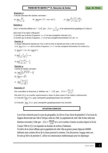 FICHE travaux dirigés 1ière D Extension de limites by Tehua