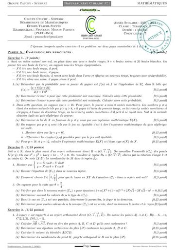 EXAMEN BLANC 2025 MATHS SERIE C GABON BY TEHUA