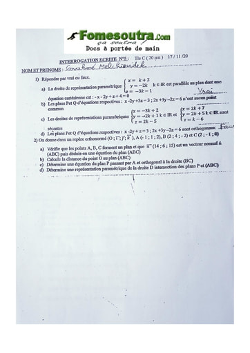 Interrogation de Math Terminale C 2020/2021