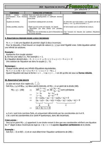 Equation de droite Maths 2nd F2