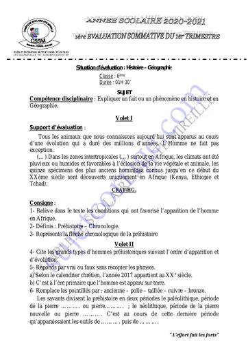 SUJET 1ER DEVOIR DU 1ER T HISTOIRE GÉOGRAPHIE 6ÈME 2020-2021 CS STE MIREILLE by Tehua.pdf