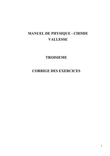 Corrigé Manuel Vallesse La réussite Physique Chimie 3ième By Tehua