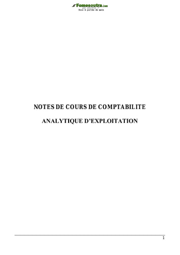 Cours de Comptabilité Analytique d'Exploitation (C.A.E) - Licence L3 Gestion