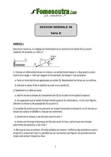 Sujet de Physique-Chimie BAC D 1996