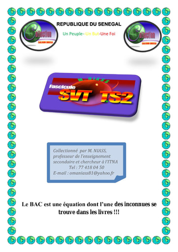 Fascicule corrigé de SVT niveau Terminale