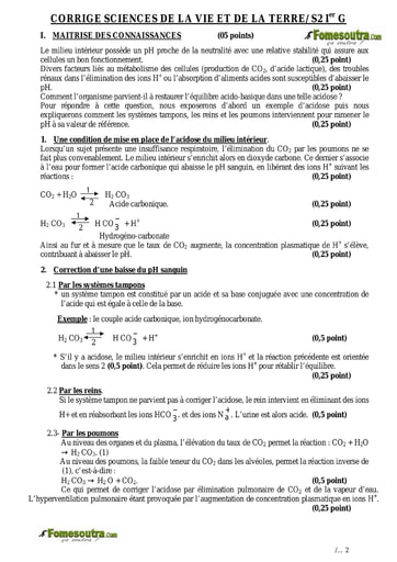 Corrigé du sujet de SVT BAC S2 S2A S4 et S5 2008 - Sénégal
