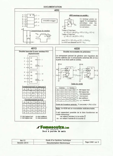 Sujet de Documentation Electronique BAC F2 2014