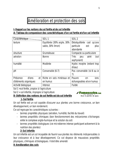 Amélioration et protection des sols - SVT Terminale D