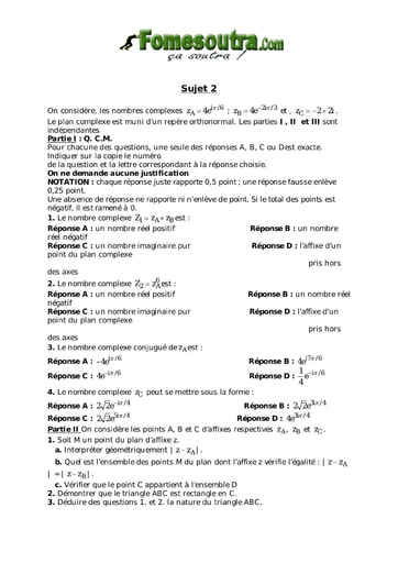 TP 2 nombres complexes et transformation du plan maths niveau Terminale D