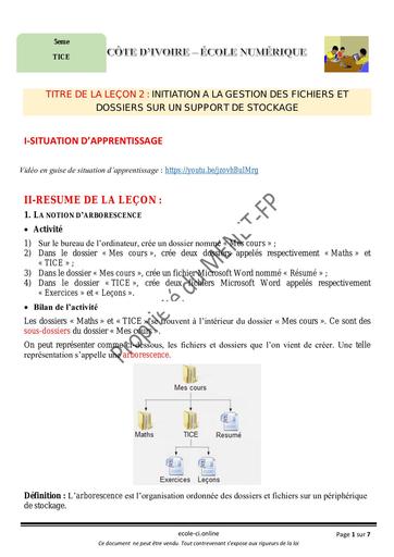 5e TICE S2 INITIATION GESTION FICHIERS DOSSIERS SUPPORT STOCKAGE