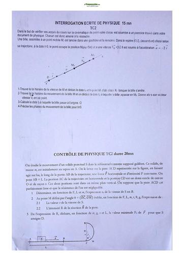 Sujets de Physique-Chimie Terminale C Lycée Classique 22-23