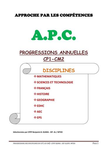 PROGRESSION CP1 CM2 BY TEHUA