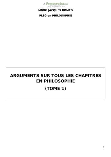 Arguments sur tous les chapitres en Philosophie