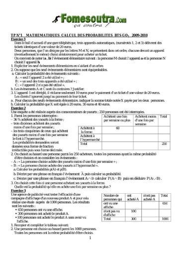 TP(1) Probabilité BTS GO