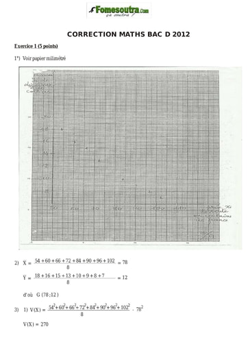 Corrigé de Maths BAC D 2012