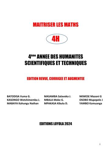 LIVRE MAITRISE LES MATHS EN 4H 4ième ANNEE SCIENTIFIQUES ET TECHNIQUES BY TEHUA