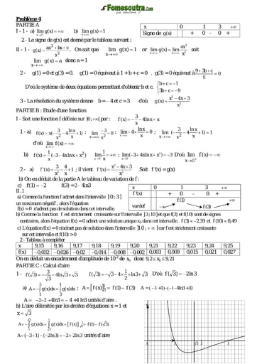 Corrigé Problème 4 de maths niveau Terminale scientifique et BTS