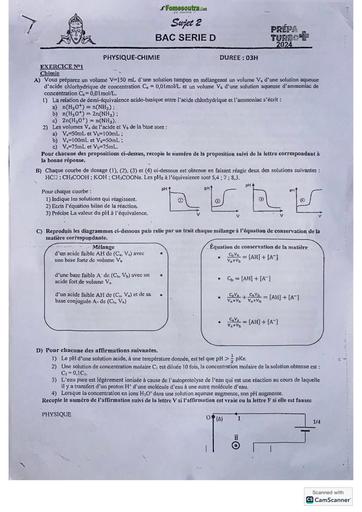 Prépa bac 2024 série D sainte marie PC by Tehua
