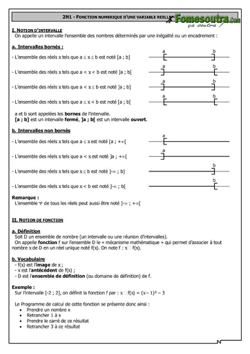 Fonction numérique d'une variable réelle 2nd F2