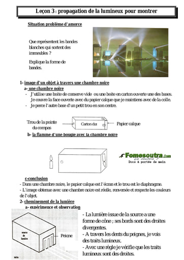 Propagation de la lumière - Physique 4eme