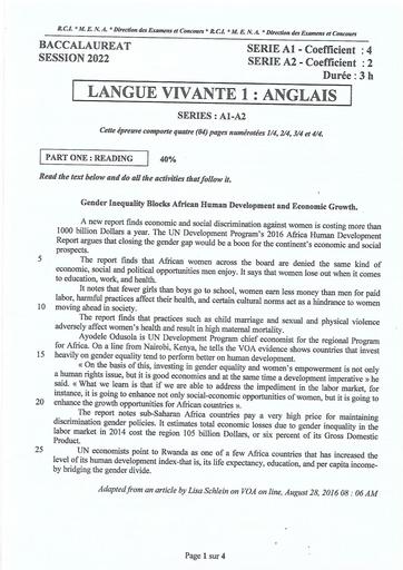 Anglais BAC 2022 sujet corrigé LV1 A1 et A2 by Tehua