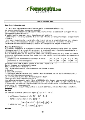 Sujet de Maths BAC G2 2009