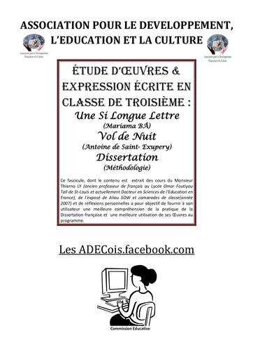 Fascicule oeuvres et dissertation 3eme by Tehua