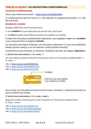 LES INSTRUCTIONS CONDITIONNELLES l7 4e