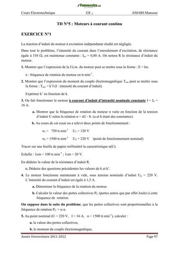 TD BTS electrotechnique Moteurs à courant continu 04 BY TEHUA