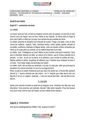 Prepa concours AEMAC Fr resumé et dissert 2015 By Tehua