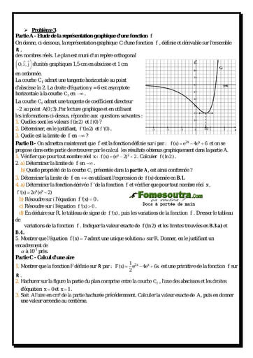 Problème (3) Etude d'une fonction exponentielle - Maths Terminale D