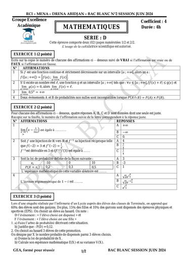Prepa Bac 2024 MATHS GEA Serie D by Tehua
