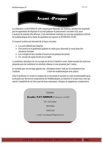 Cours et Exercices corrigés maths 4ieme by Tehua