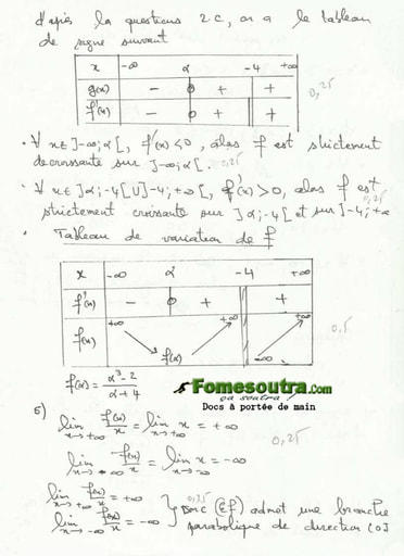 Corrigé 2 du Sujet de Maths BAC blanc série G2 ADAMA SANOGO 2013