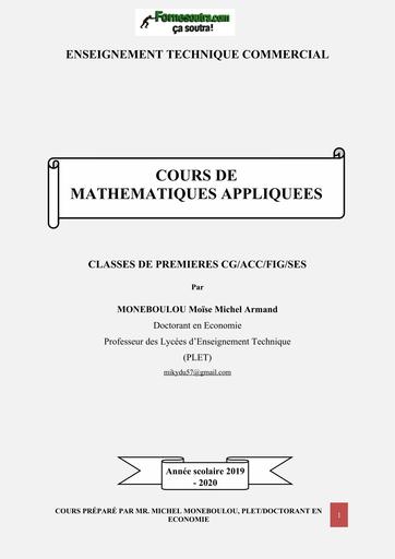 COURS DE MATHS APPLIQUEES 1ière ACC CG FIG SES BY TEHUA