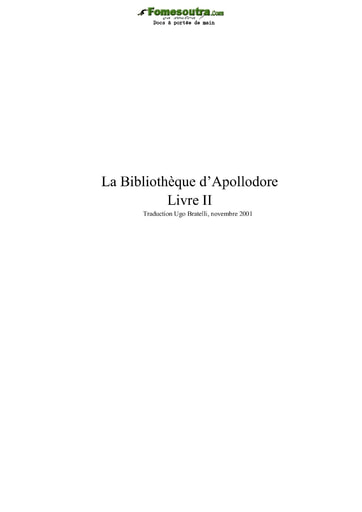 La Bibliothèque d’Apollodore - Livre II