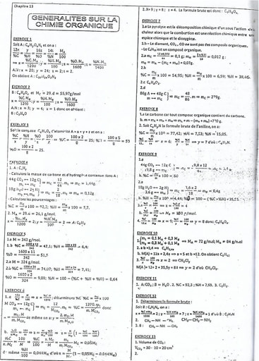 CORRIGÉ DU LIVRE AREX CHIMIE 1ÈRE C