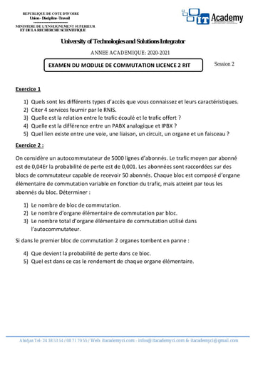 EXAMEN COMMUTATION RIT2 2ème Session