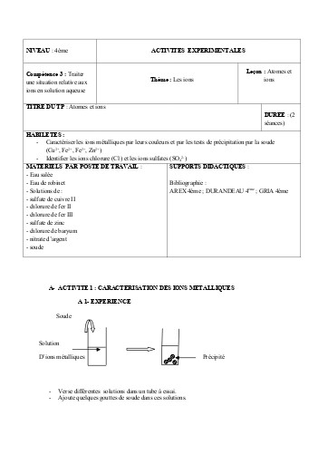 Leçon 10 Atomes et ions