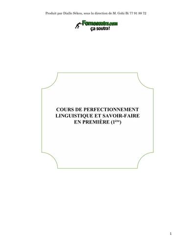 FICHE DE COURS Français PERFECTIONNEMENT DE LA LANGUE ET SAVOIR FAIRE 1ière BY TEHUA