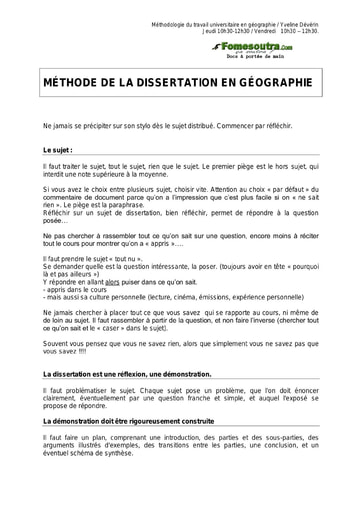 Méthode de la dissertation en Géographie