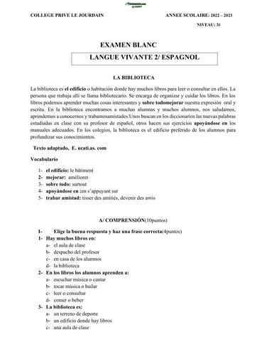 BEPC BLANC LV2 ESPAGNOL DREN ABIDJAN 4 by TEHUA