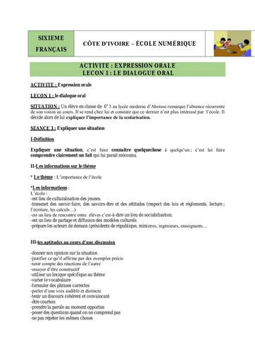 6e Fr EO L1 S3 expliquer situation