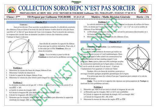 BEPC 2024 Soro Maths Revision by TEHUA