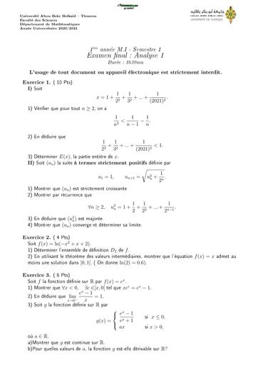 Examen1 Analyse 1 MI L1 2 BY TEHUA
