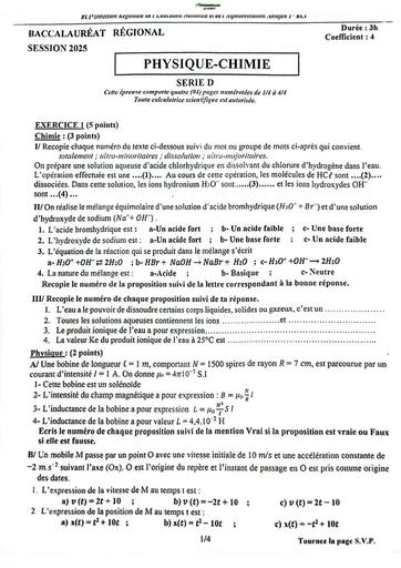 BAC régionale 2025 PC serie D Dren Abidjan 1 By Tehua