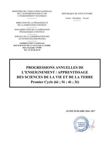 SVT Progressions annuelles DPFC 2026 2027 BY TEHUA