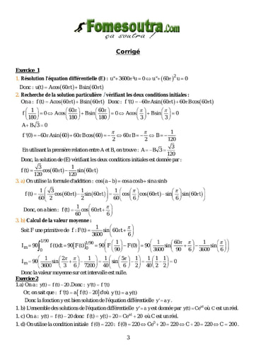 Corrigé Devoir 13 de maths niveau Terminale D