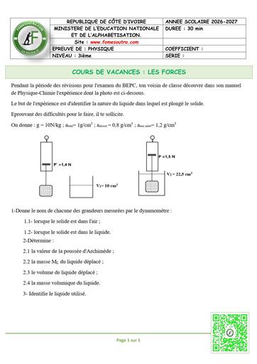 FICHE 5 PC 3ième L2 LES FORCES by TEHUA